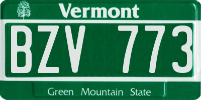 VT license plate BZV773