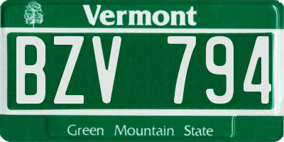 VT license plate BZV794