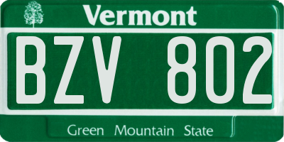 VT license plate BZV802