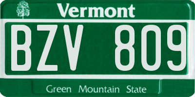 VT license plate BZV809
