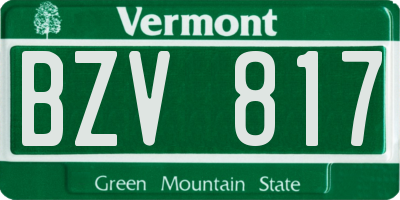 VT license plate BZV817
