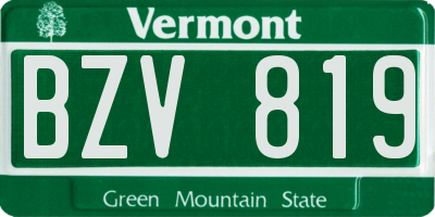 VT license plate BZV819