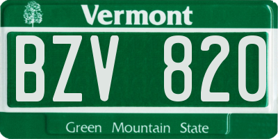 VT license plate BZV820