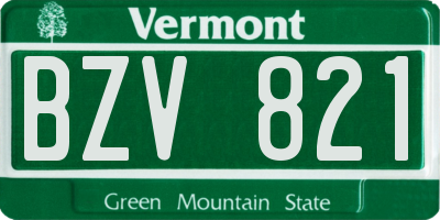 VT license plate BZV821