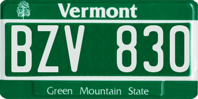VT license plate BZV830