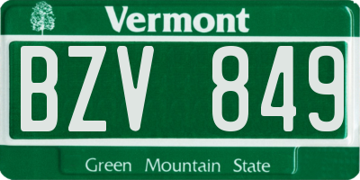 VT license plate BZV849