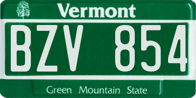 VT license plate BZV854