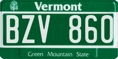 VT license plate BZV860