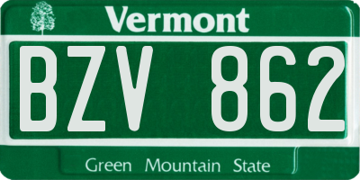 VT license plate BZV862