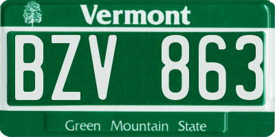 VT license plate BZV863