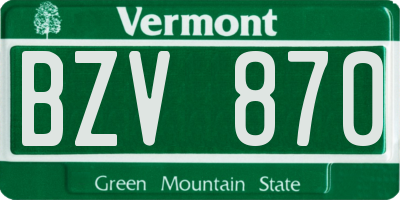 VT license plate BZV870