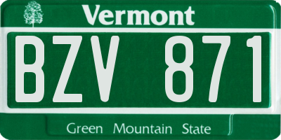 VT license plate BZV871