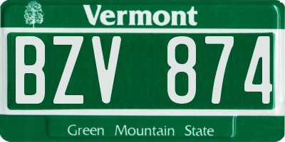 VT license plate BZV874