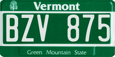 VT license plate BZV875