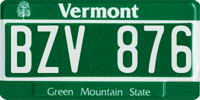 VT license plate BZV876