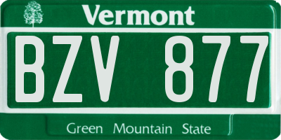 VT license plate BZV877