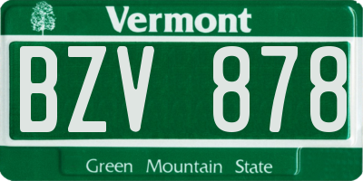 VT license plate BZV878