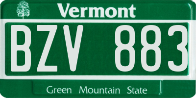 VT license plate BZV883