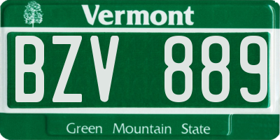 VT license plate BZV889