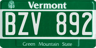 VT license plate BZV892