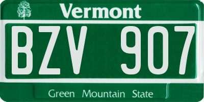 VT license plate BZV907