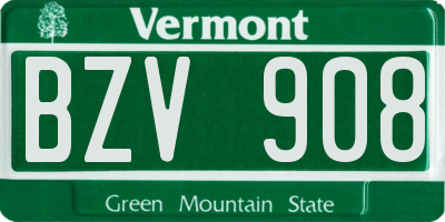 VT license plate BZV908