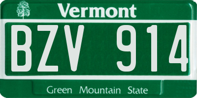 VT license plate BZV914