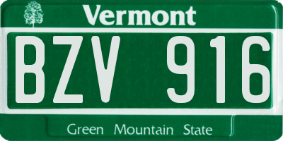 VT license plate BZV916