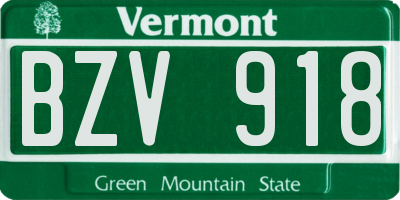 VT license plate BZV918