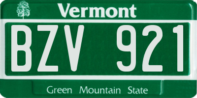 VT license plate BZV921
