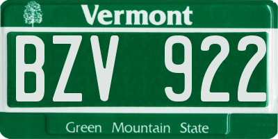 VT license plate BZV922