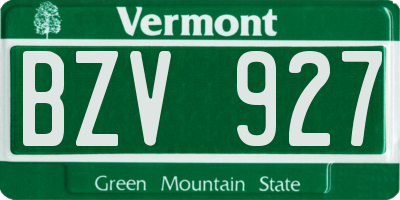 VT license plate BZV927