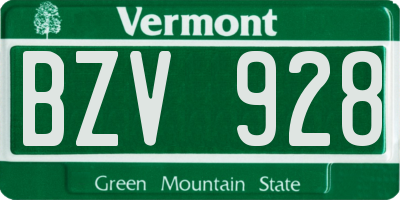 VT license plate BZV928