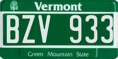 VT license plate BZV933