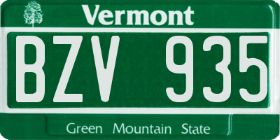 VT license plate BZV935