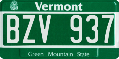 VT license plate BZV937