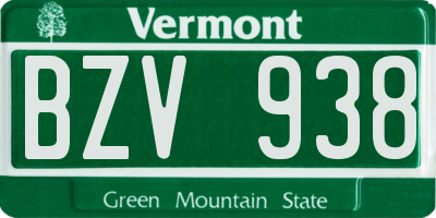 VT license plate BZV938