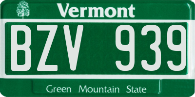 VT license plate BZV939