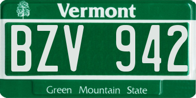 VT license plate BZV942