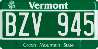 VT license plate BZV945