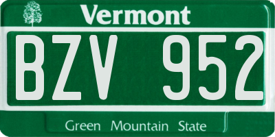 VT license plate BZV952
