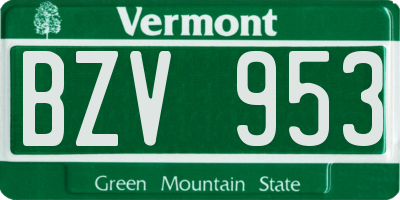 VT license plate BZV953
