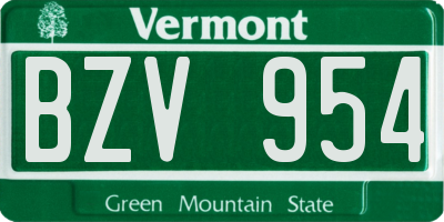 VT license plate BZV954