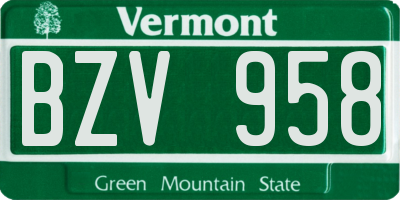 VT license plate BZV958