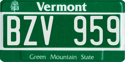 VT license plate BZV959
