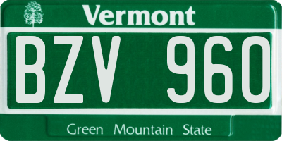 VT license plate BZV960