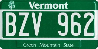 VT license plate BZV962