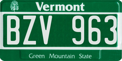 VT license plate BZV963