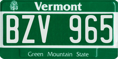 VT license plate BZV965