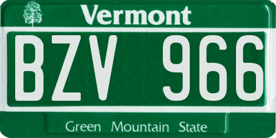 VT license plate BZV966
